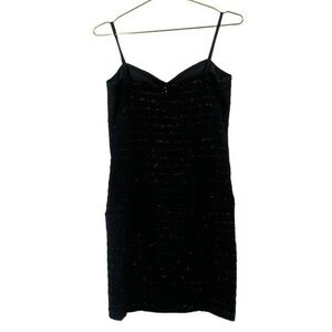 Vintage Paris Nicolas Villani ‎ little black Dress Front Split Sparkle